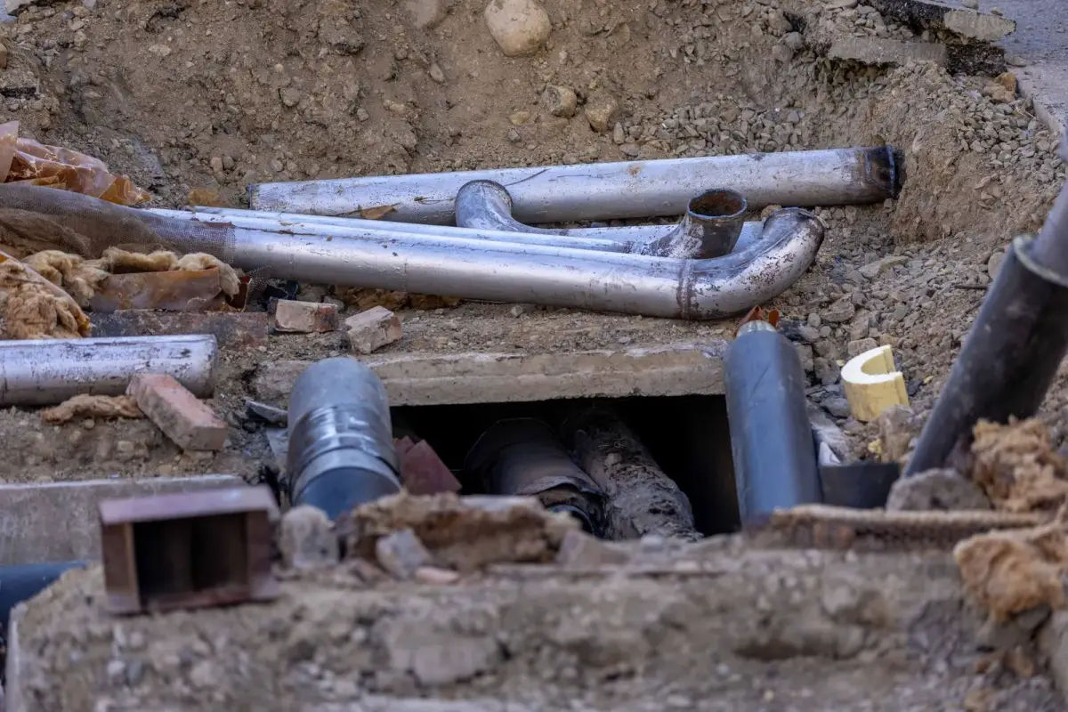 Map of underground pipes overlaid on a Montreal street before excavation work